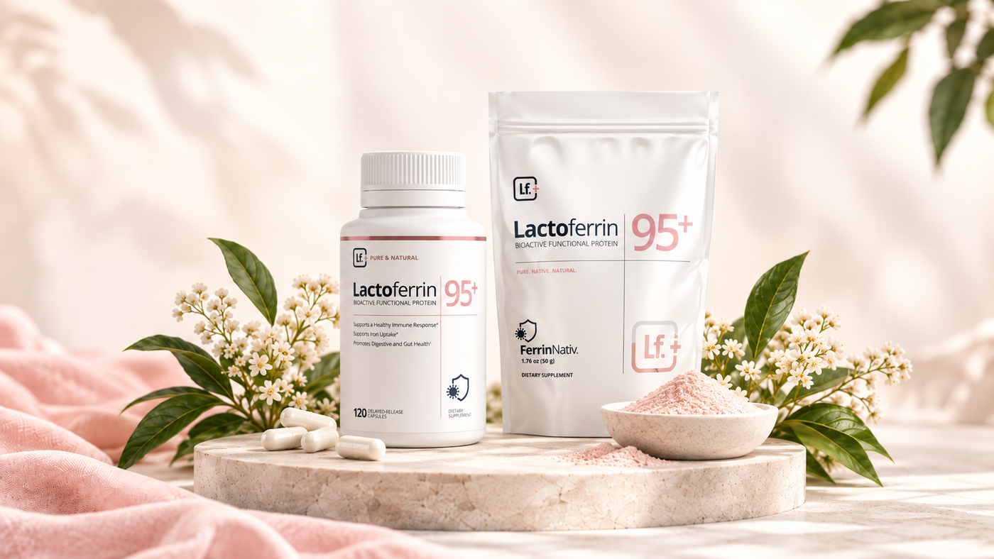 Lactoferrin 95+ capsules and powder, pure native bovine lactoferrin