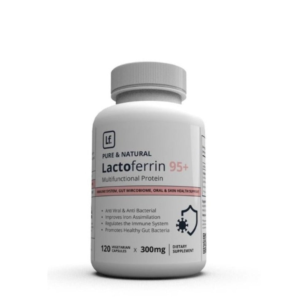 Capsules containing 300mg of Lactoferrin powder.