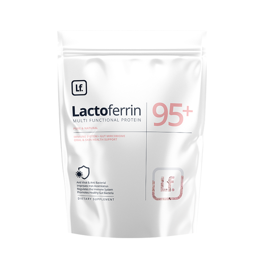 A container of pure natural Lactoferrin powder.